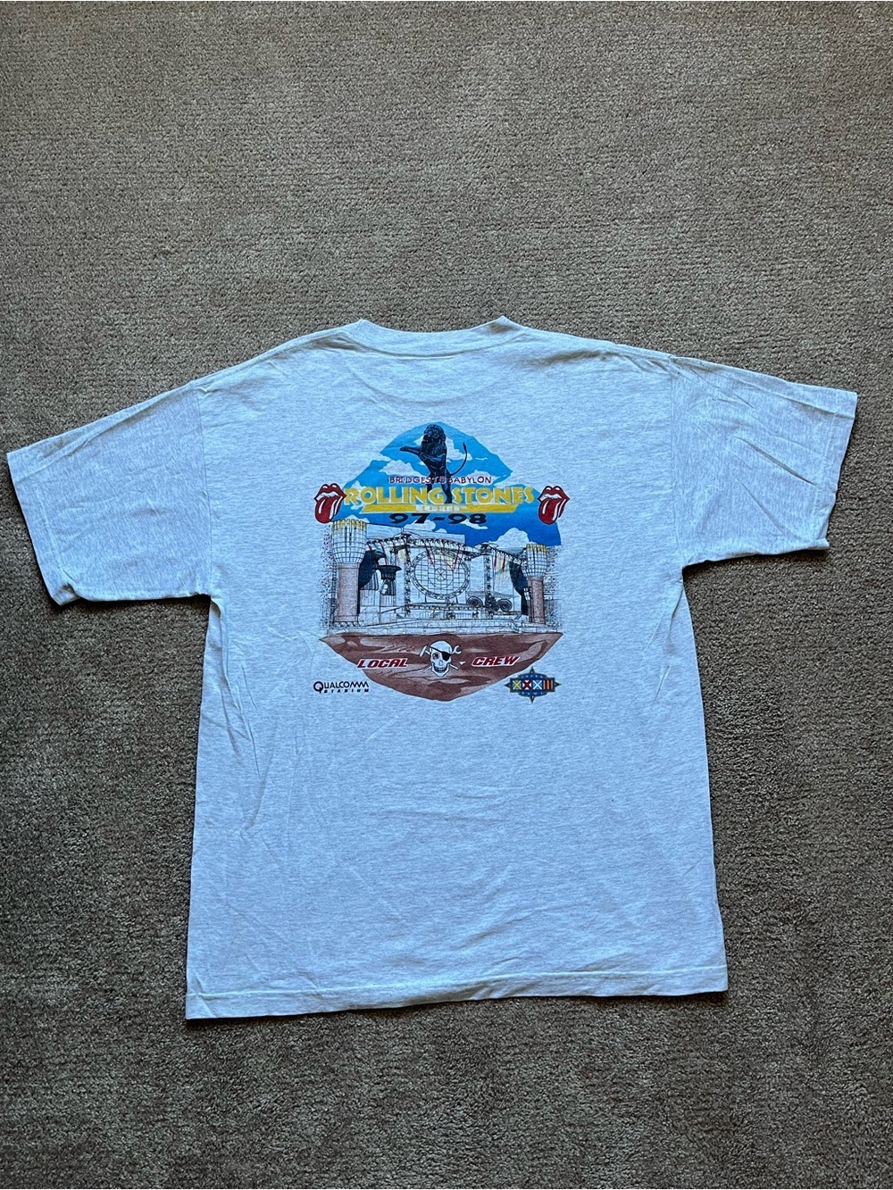 VTG ‘97 Rolling Stones Bridges to Babylon Local Crew Light Grey Tee